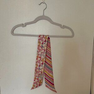 Coach Multicolor Signature & Stripe Silk Skinny Scarf / Twilly